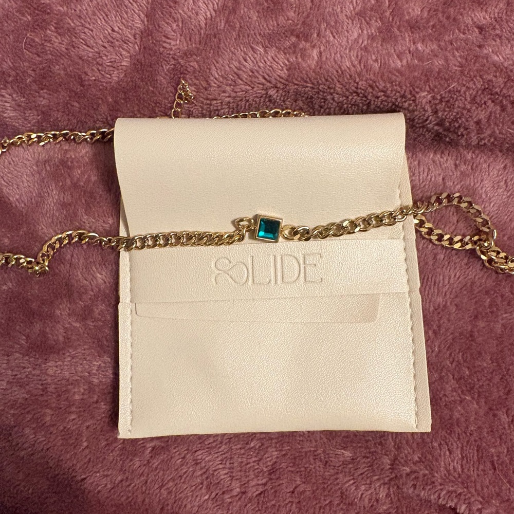 Gold Necklace with Blue Stone